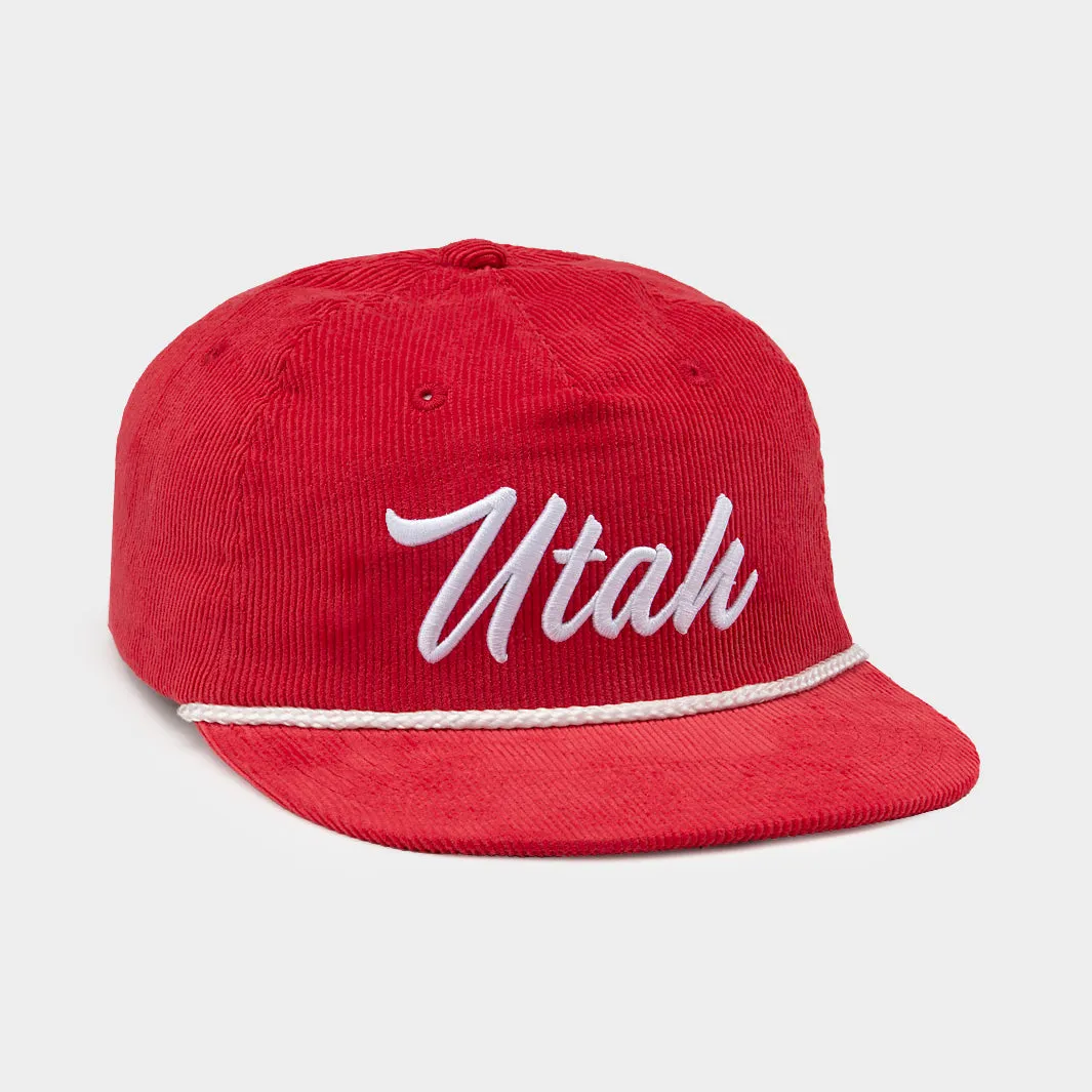 Retro-Inspired Utah Script Corduroy Hat