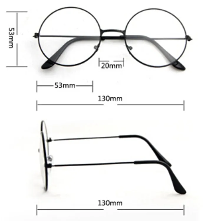 Retro Large Round Eyeglasses Metal Frame Anti Blue-ray Plain Glass Spectacles(Silver)