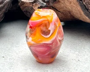 Retro Orange & Pink Swirl Lampwork Focal Bead SRA