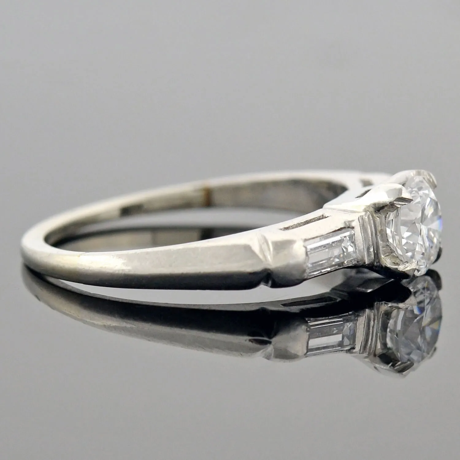 Retro Platinum Diamond Engagement Ring 0.52ct