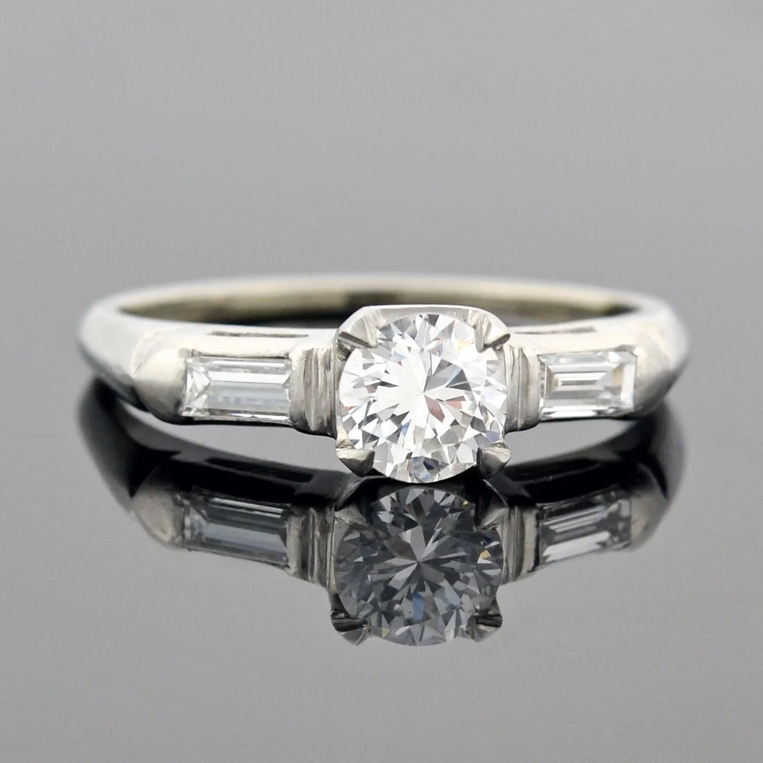 Retro Platinum Diamond Engagement Ring 0.52ct