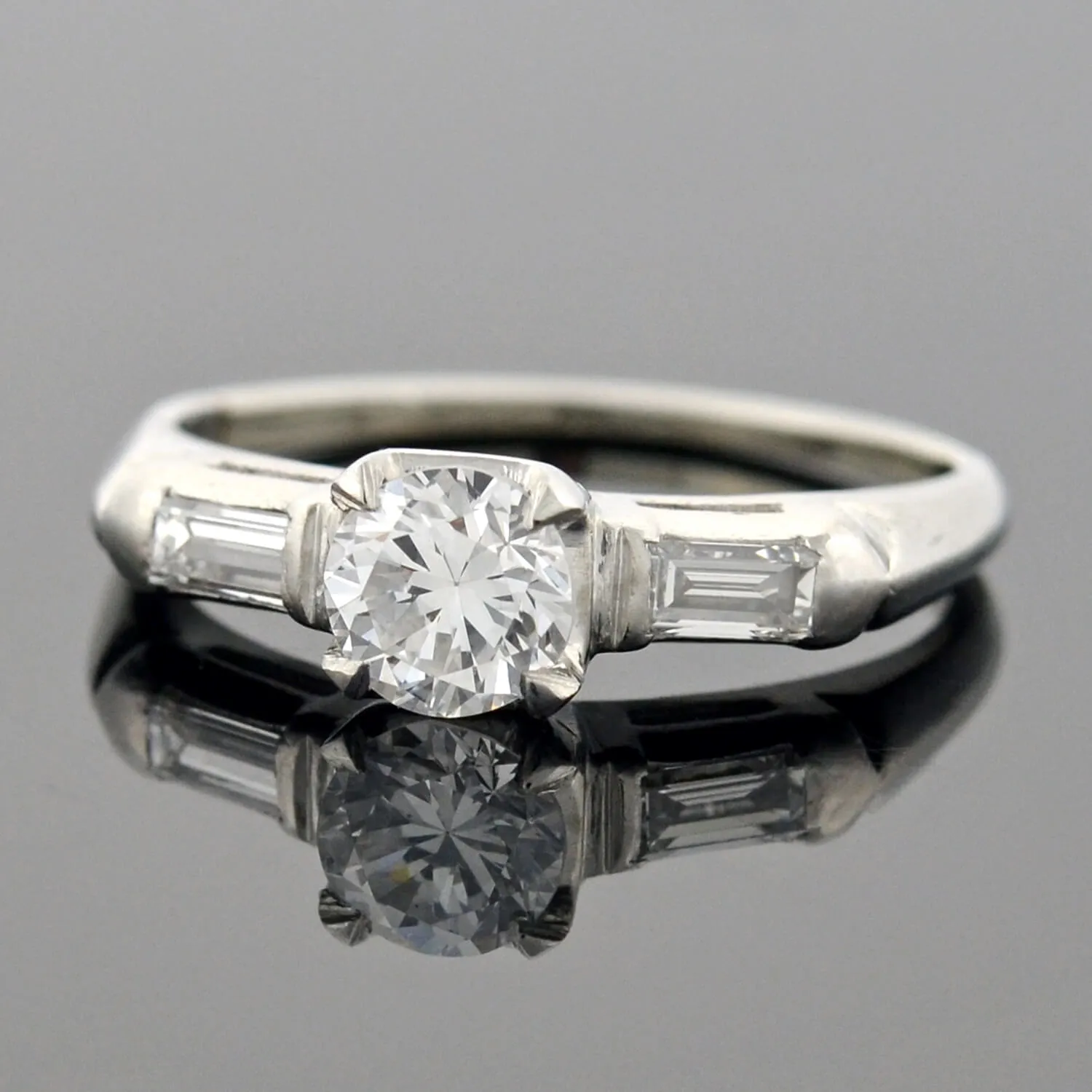 Retro Platinum Diamond Engagement Ring 0.52ct