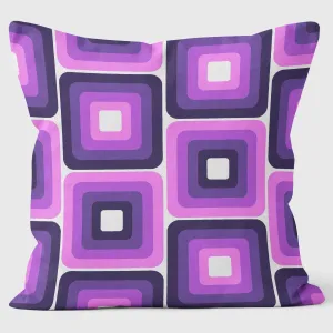 Retro Purple Squares - Abstract Cushion