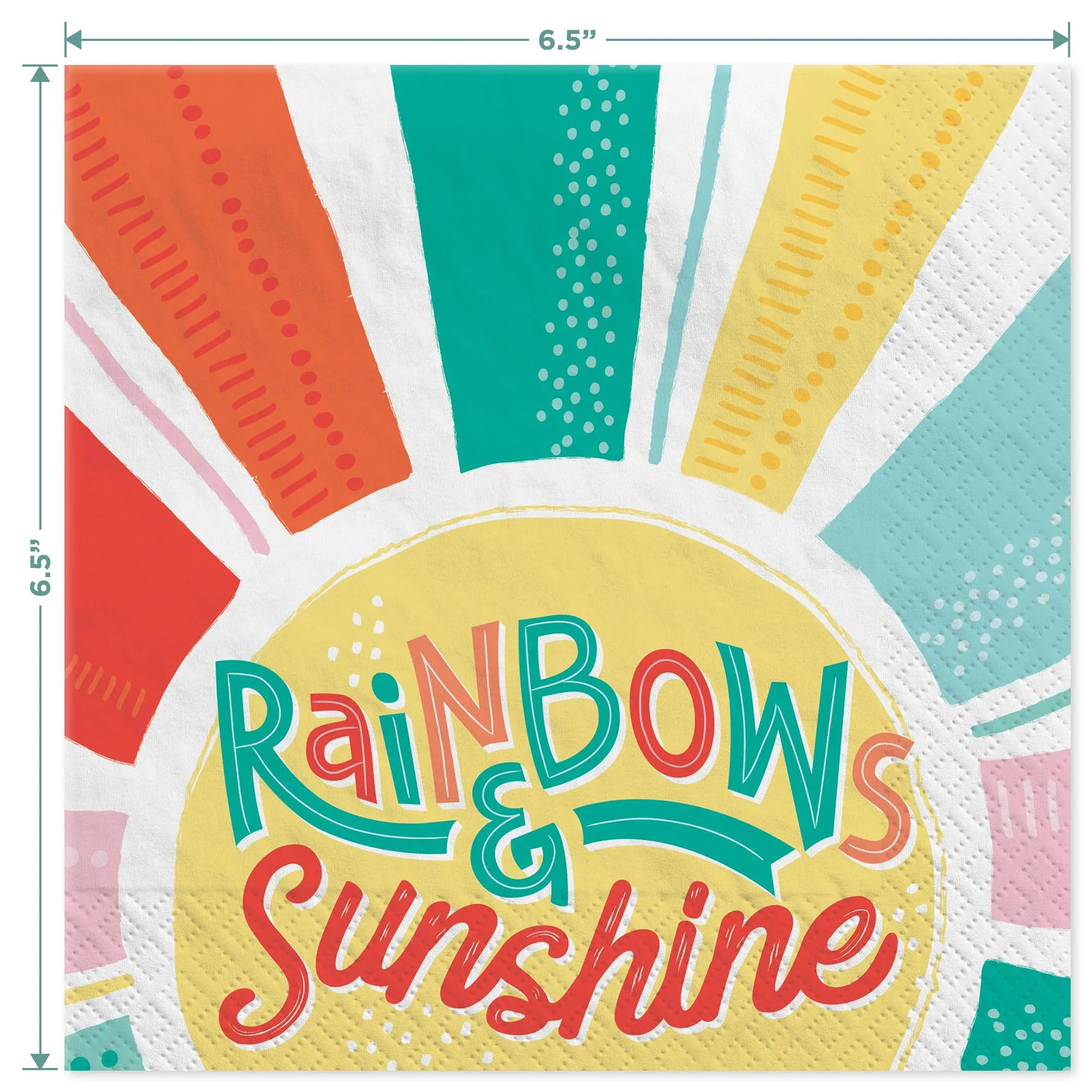 Retro Rainbow Party Pack - Paper Dessert Plates, Luncheon Napkins, Table Cover, and Balloons Set (Serves 16)