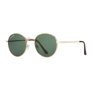 Retro Round Grey-Green Sunglasses