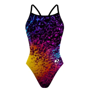 Retro Splash Skinny Strap Swimsuit