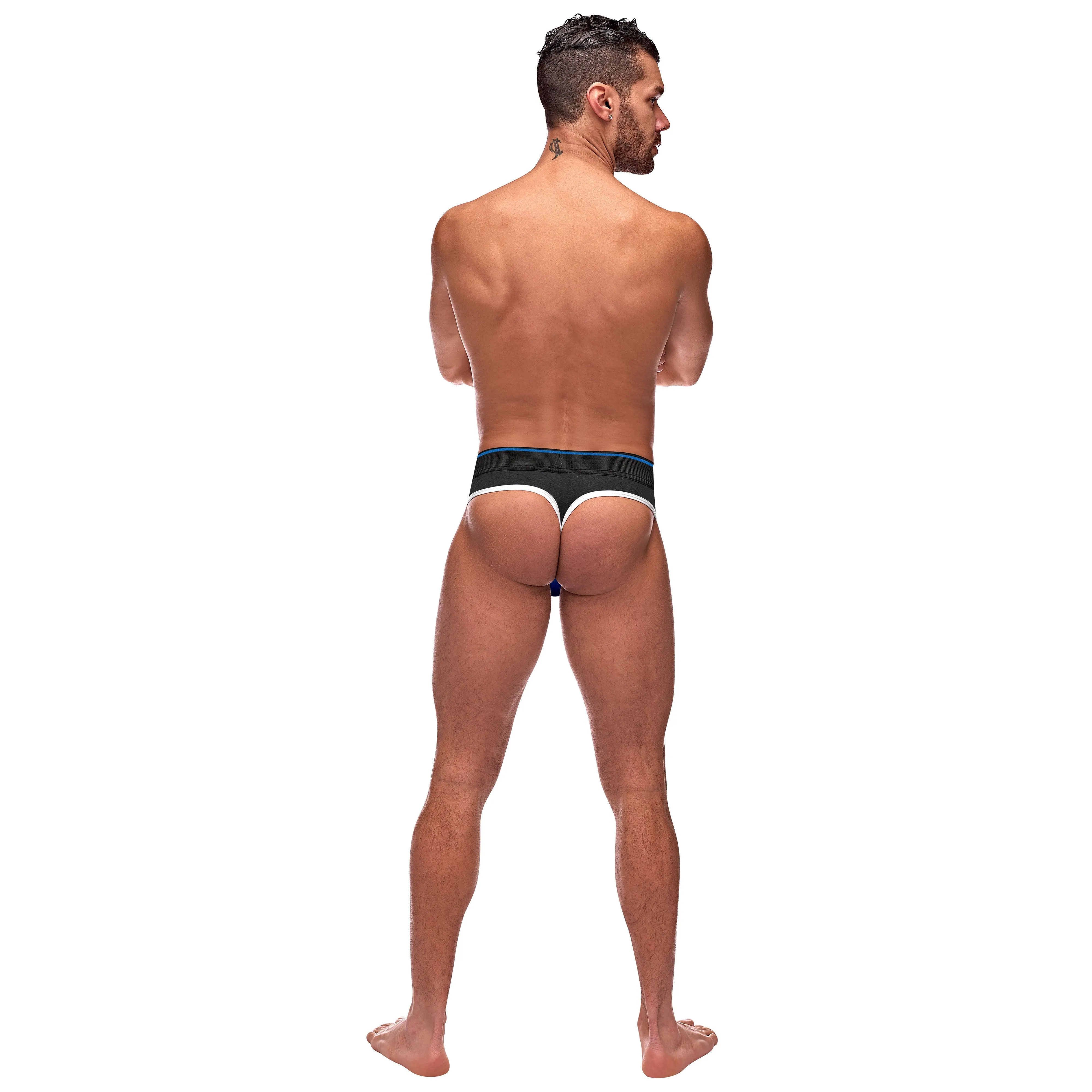 Retro Sport Panel Thong - L/ XL - Black/ Blue