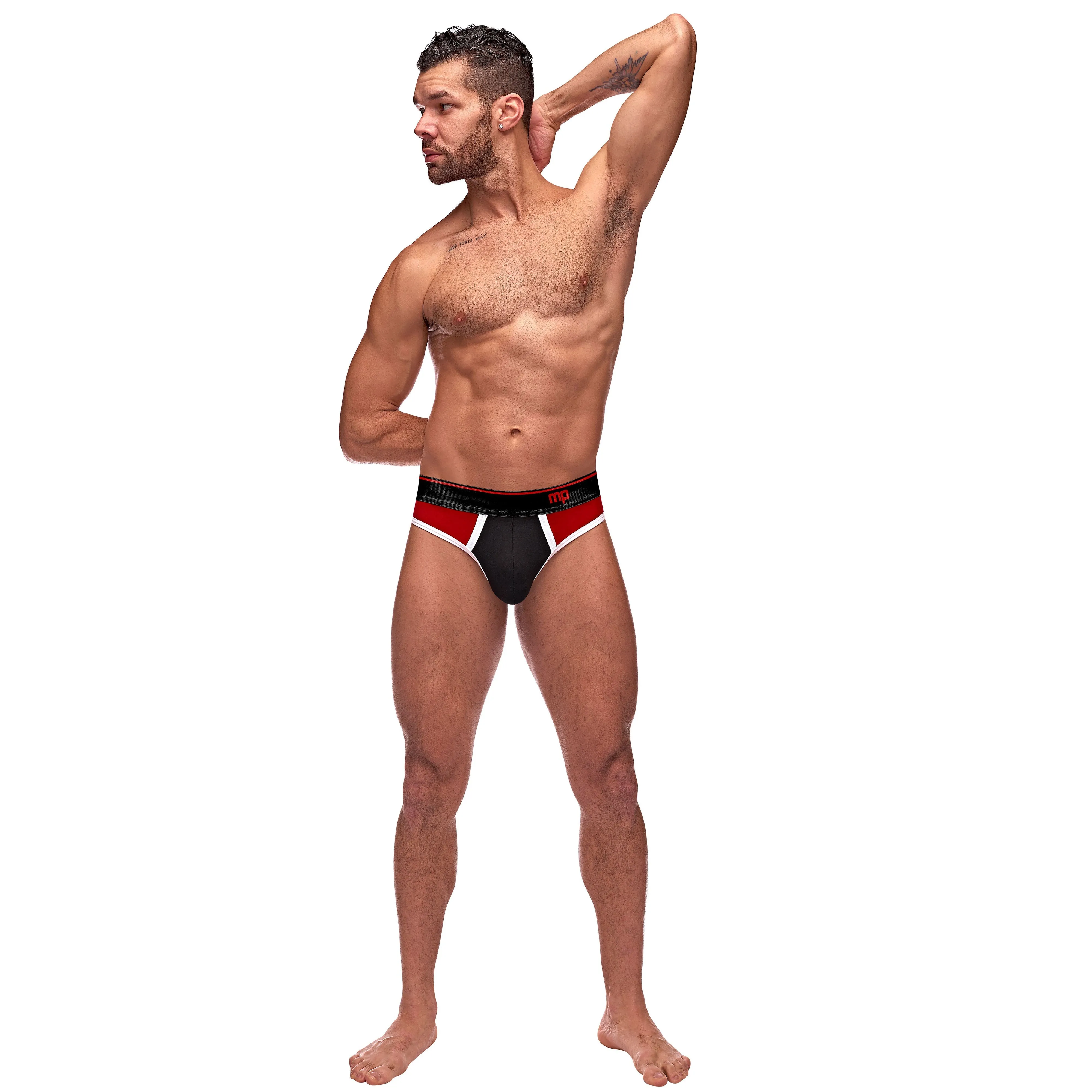 Retro Sport Panel Thong - L/ XL - Red/ Black