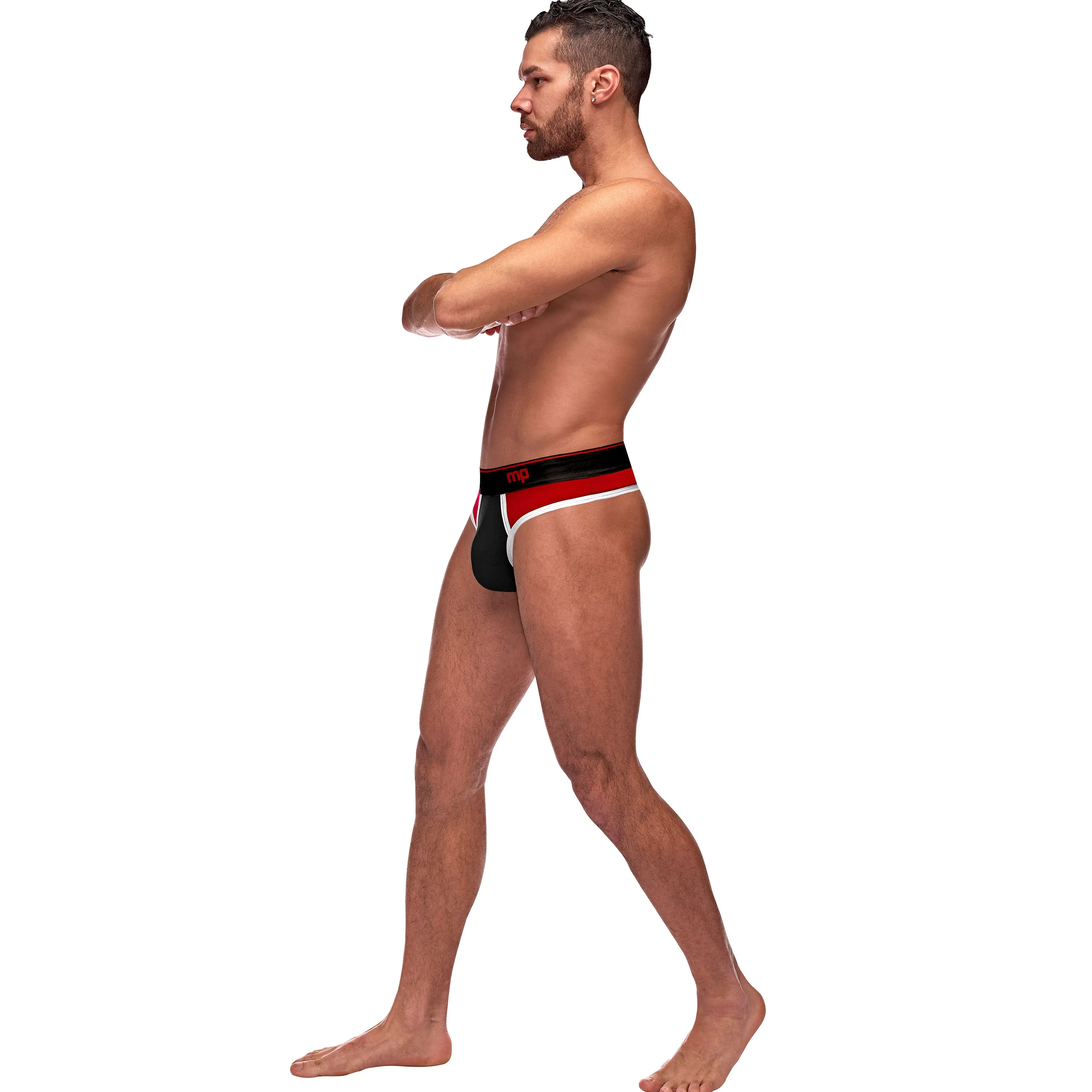 Retro Sport Panel Thong - L/ XL - Red/ Black