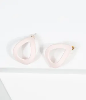 Retro Style Light Beige Curved Teardrop Post Earrings