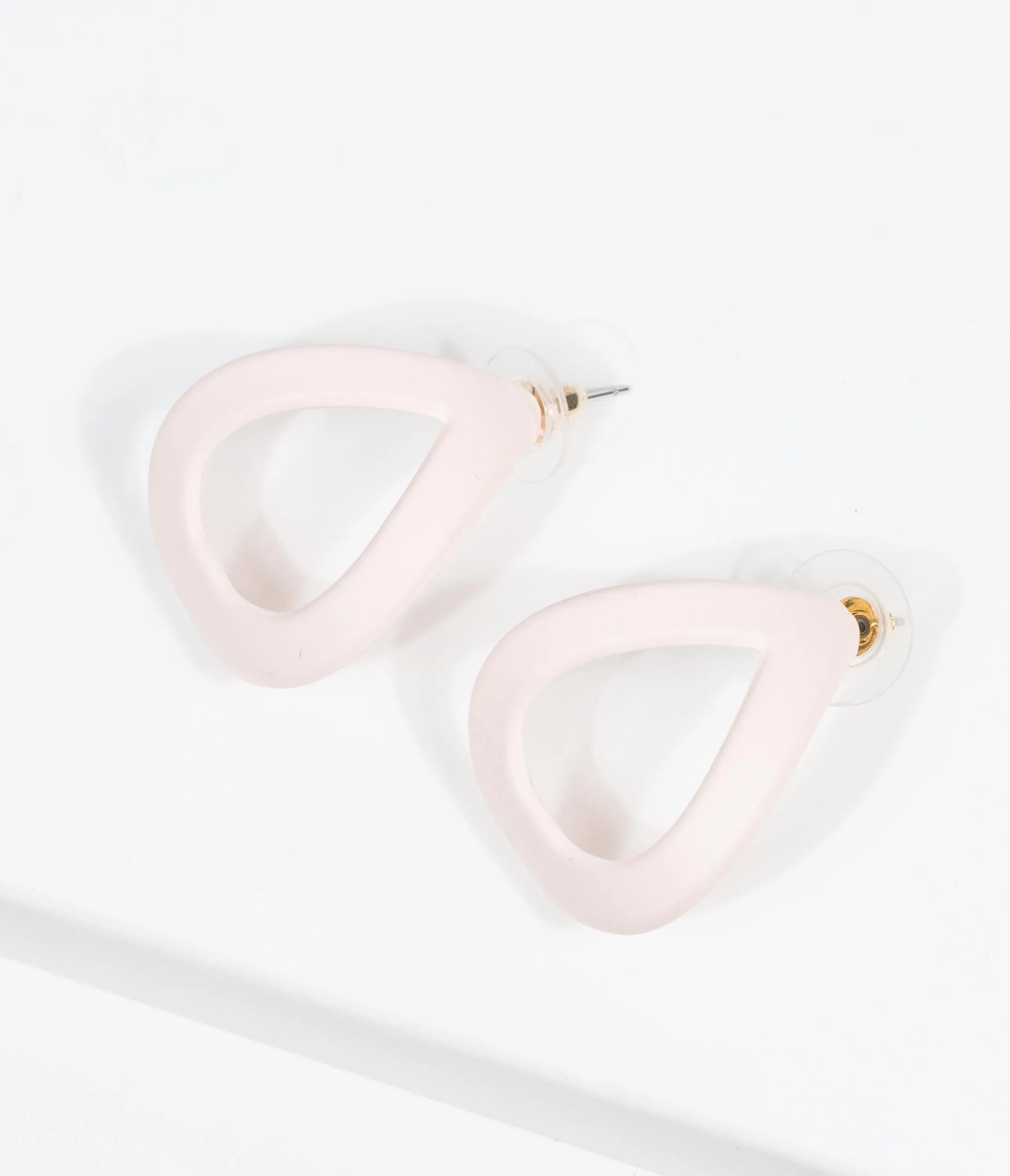 Retro Style Light Beige Curved Teardrop Post Earrings