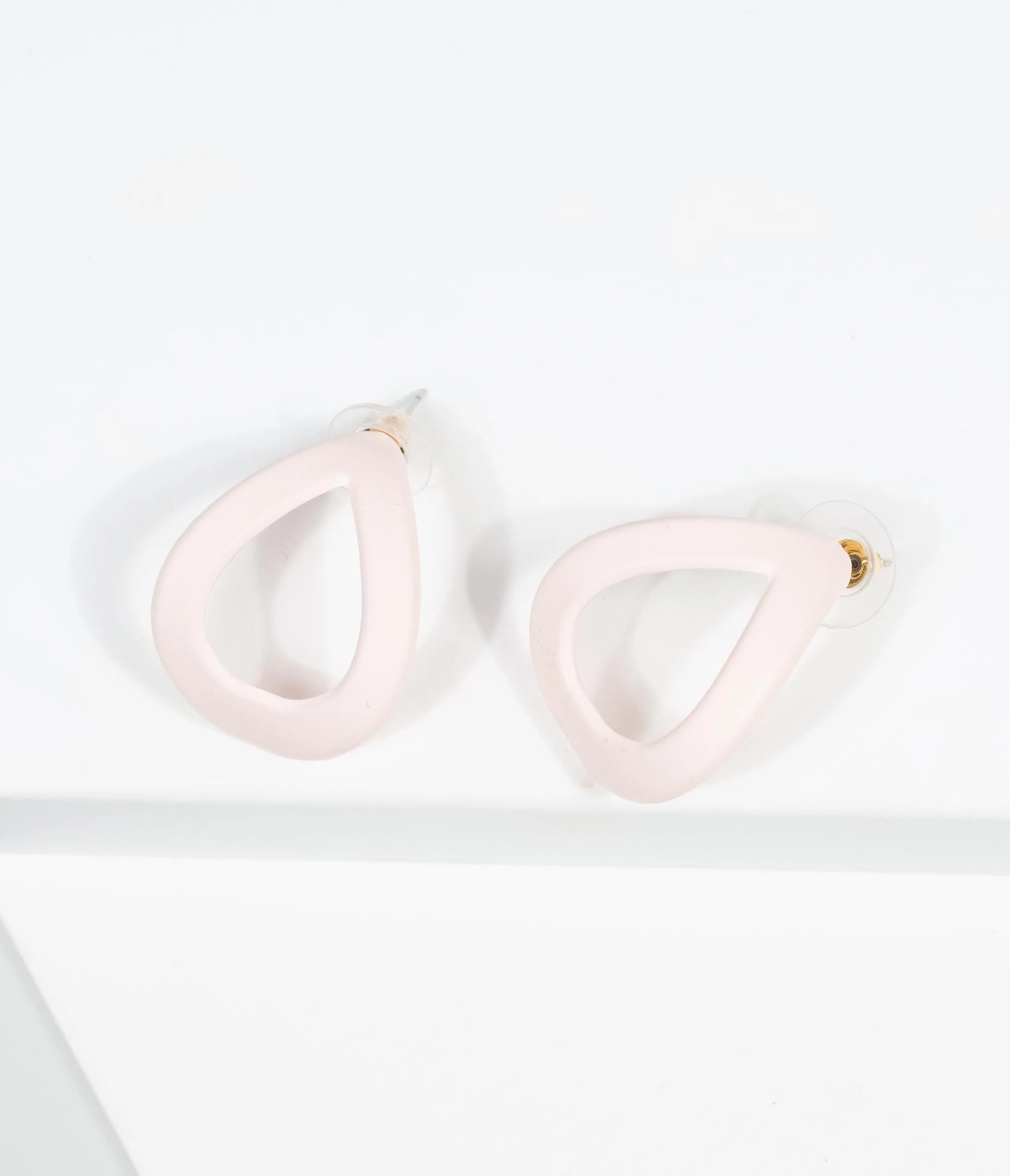 Retro Style Light Beige Curved Teardrop Post Earrings