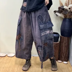 Retro Wide Leg Patchwork Pants