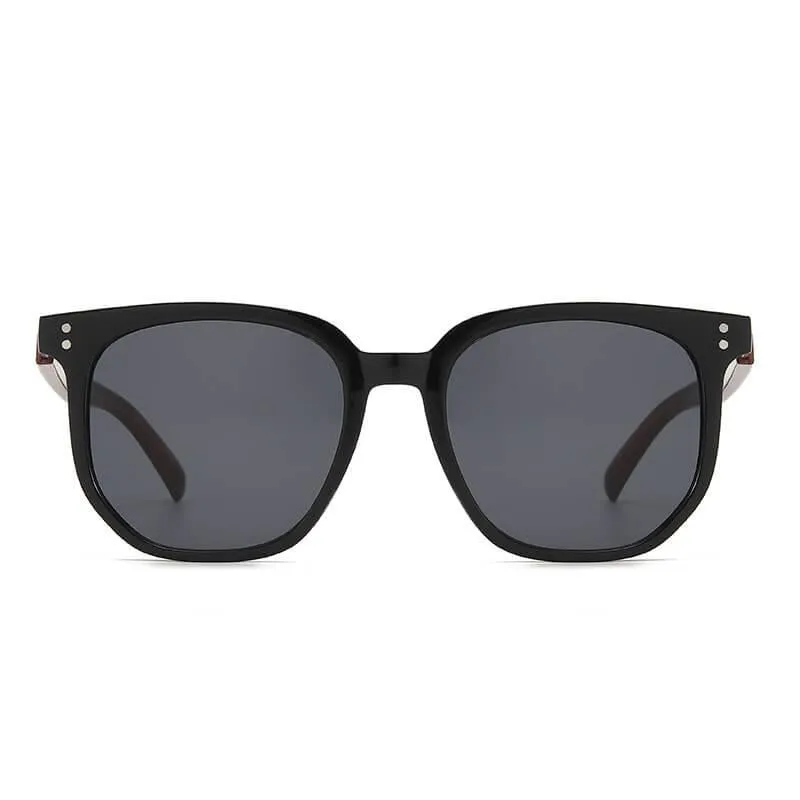 Retro Wood Wayfarer Sunglasses - Frosted Black