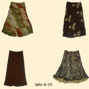 Retro Y2K Brown Poly Skirt – Sleek and Timeless(9-171)