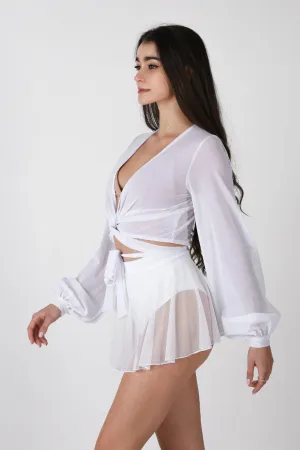 REV ACTIV Mesh Wrap Blouse - White