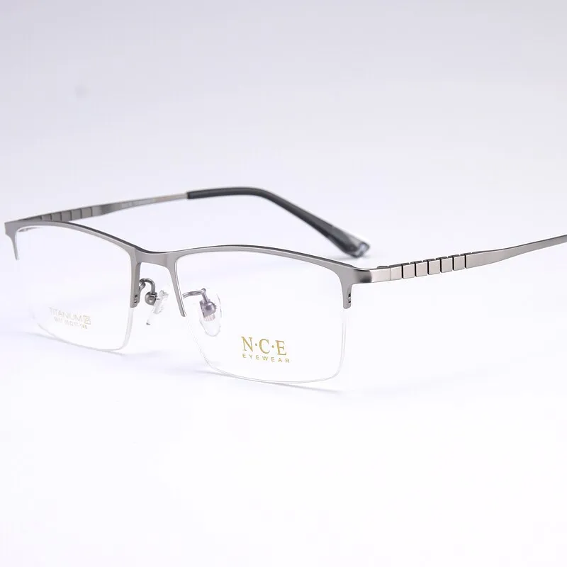 Reven Jate Men's Semi Rim Square Titanium Eyeglasses 5011