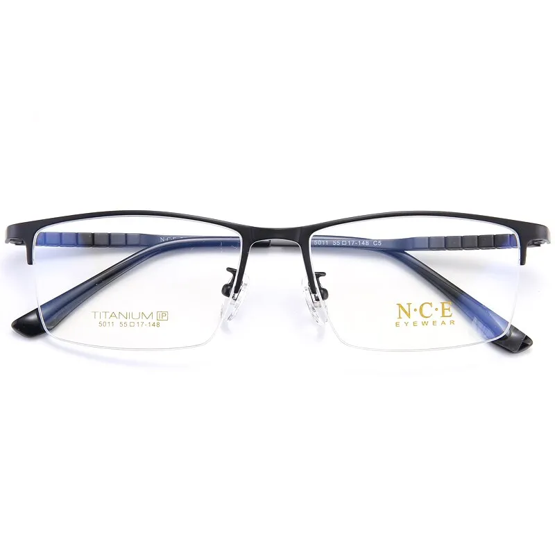 Reven Jate Men's Semi Rim Square Titanium Eyeglasses 5011