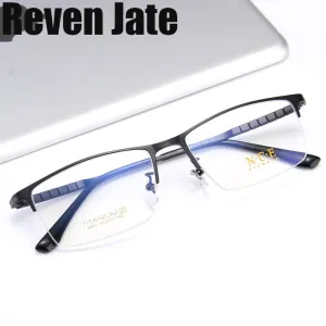 Reven Jate Men's Semi Rim Square Titanium Eyeglasses 5011