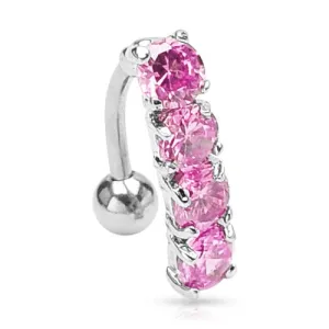 Reverse Belly Ring - Pink Gem