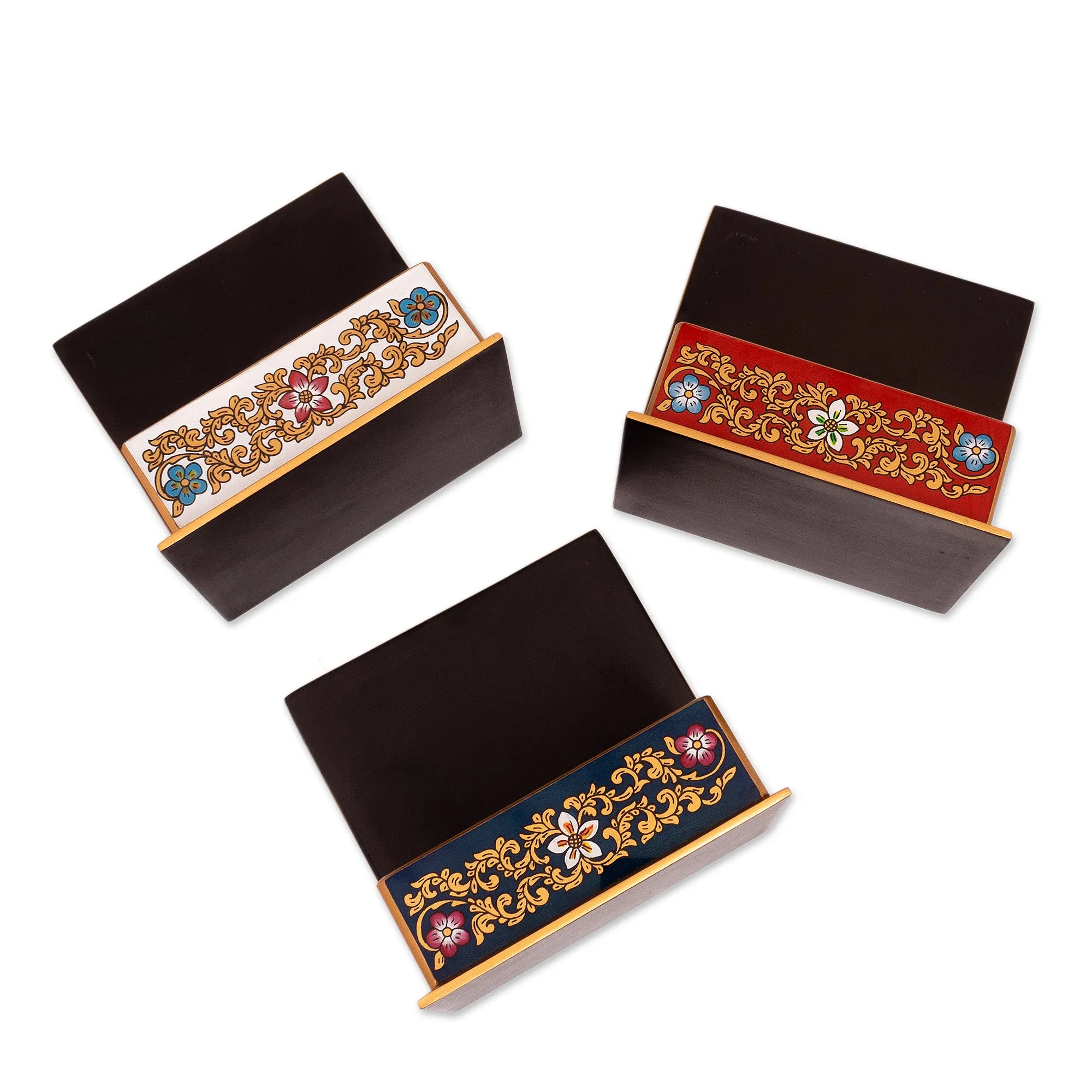 Reverse Painted Glass Floral Decorative Box from Peru - Fancy Florals | NOVICA