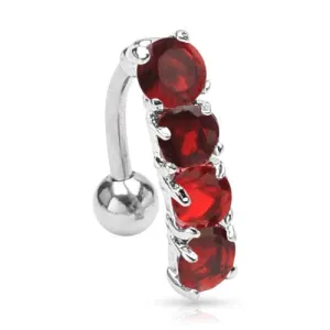 Reverse Red Gem Drop Belly Ring