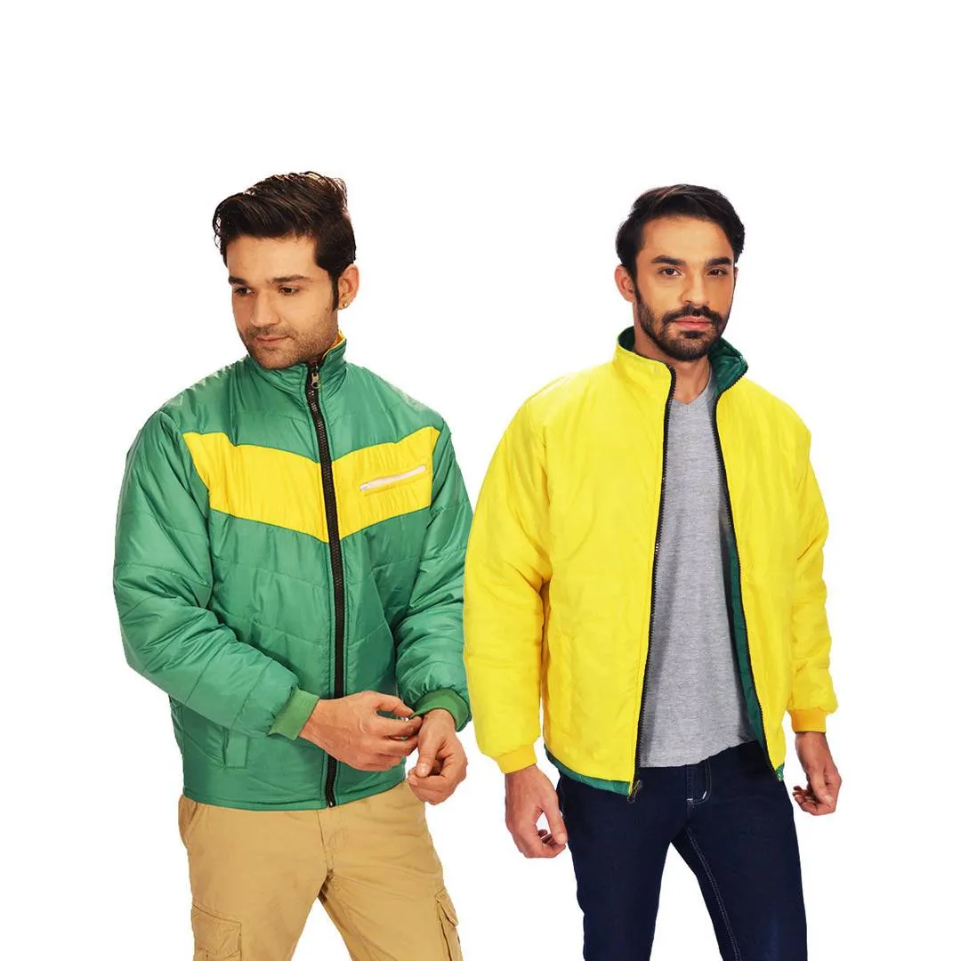 Reversible Bomber Long Sleeve Jacket - Green & Yellow for Men's (Pack of 2)