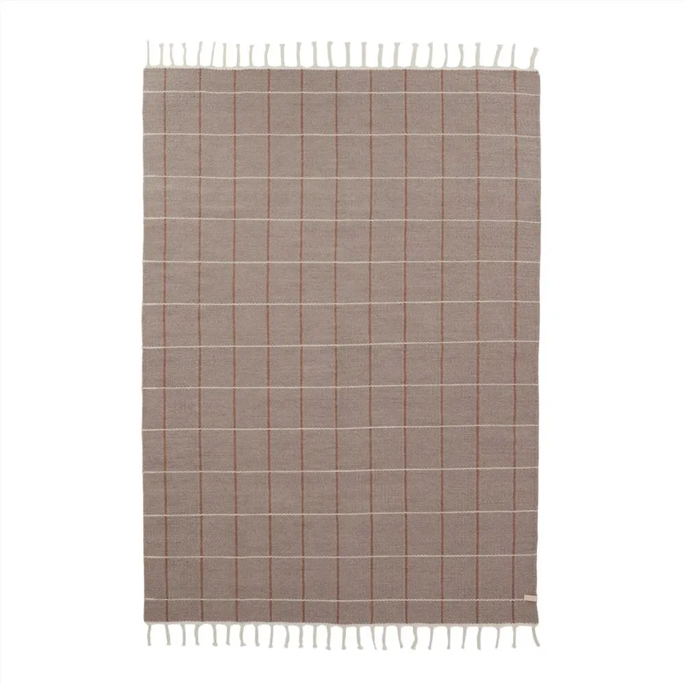 Reversible Grid Rug - Caramel / Offwhite