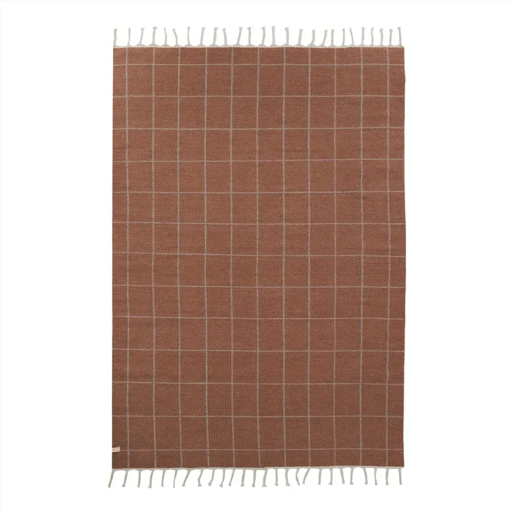 Reversible Grid Rug - Caramel / Offwhite