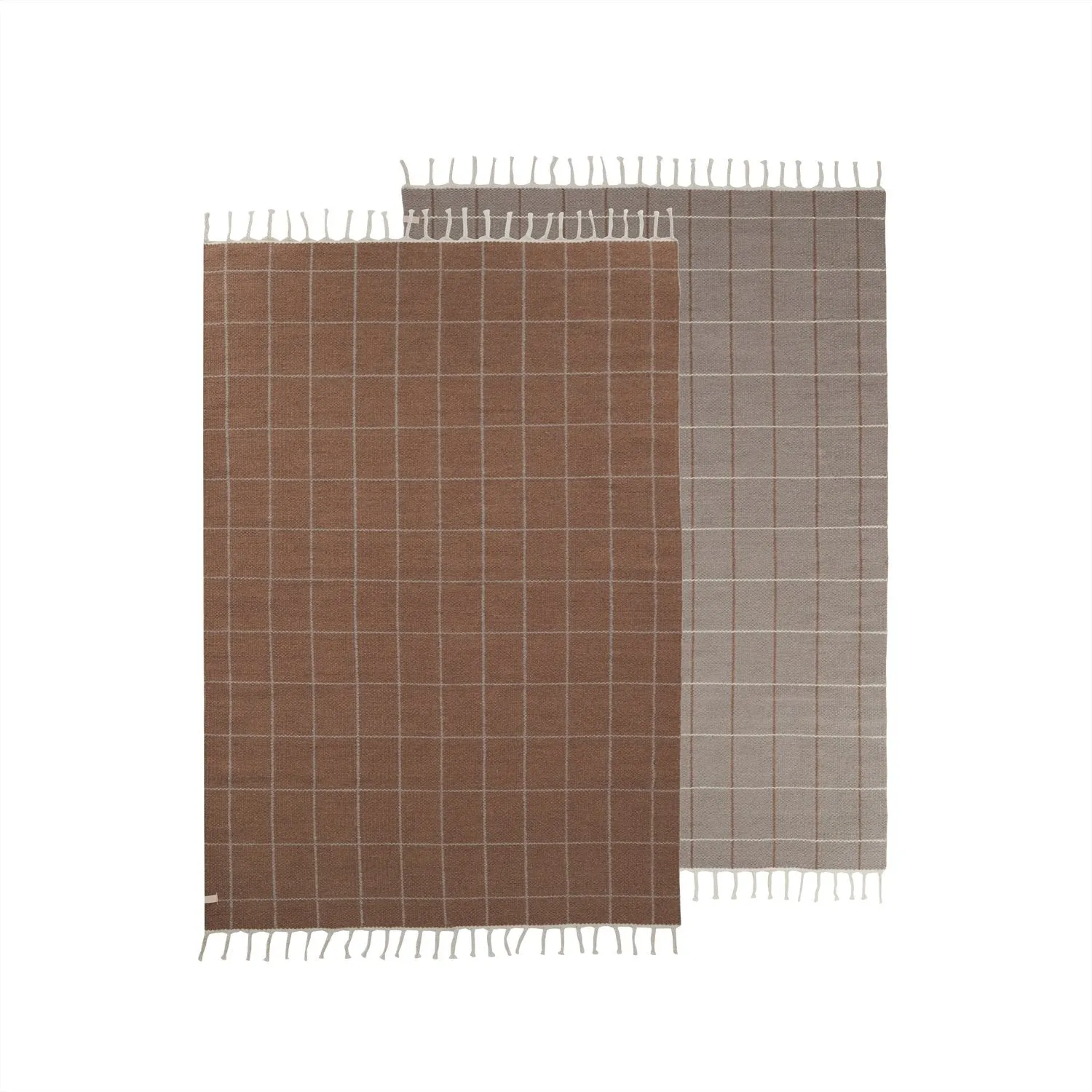 Reversible Grid Rug - Caramel / Offwhite