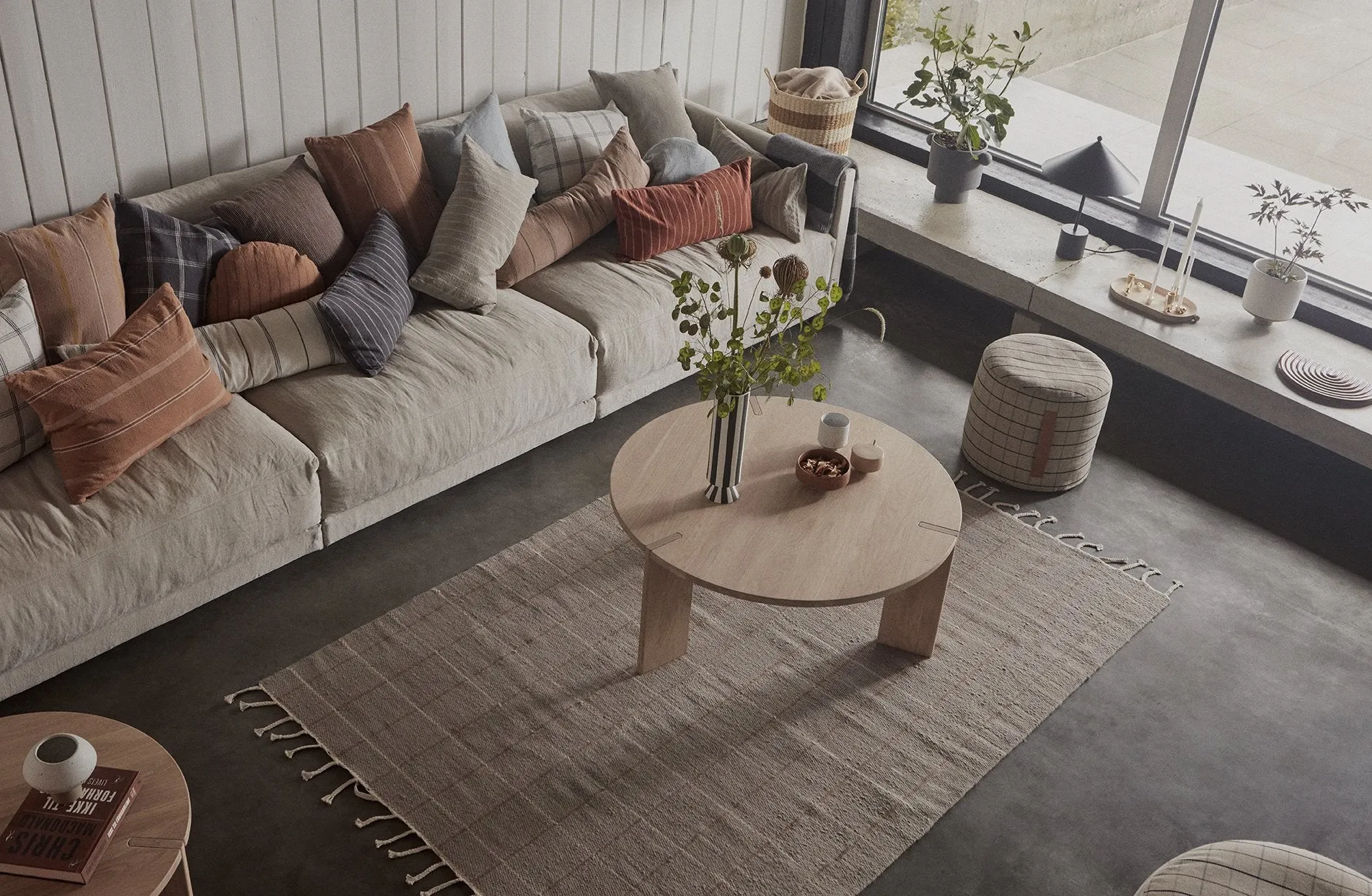 Reversible Grid Rug - Caramel / Offwhite