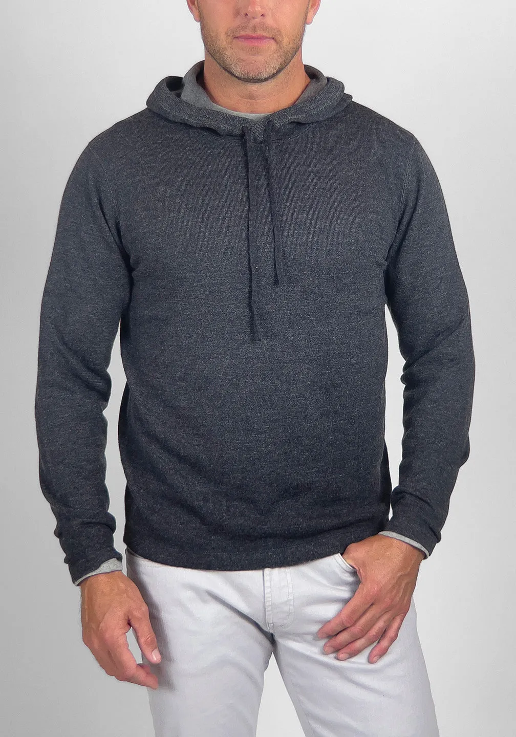 Reversible Italian Extra-Fine Merino Wool Hoodie Sweater