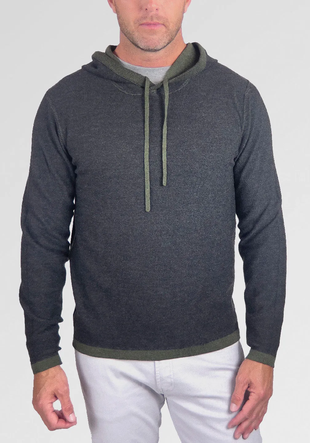 Reversible Italian Extra-Fine Merino Wool Hoodie Sweater