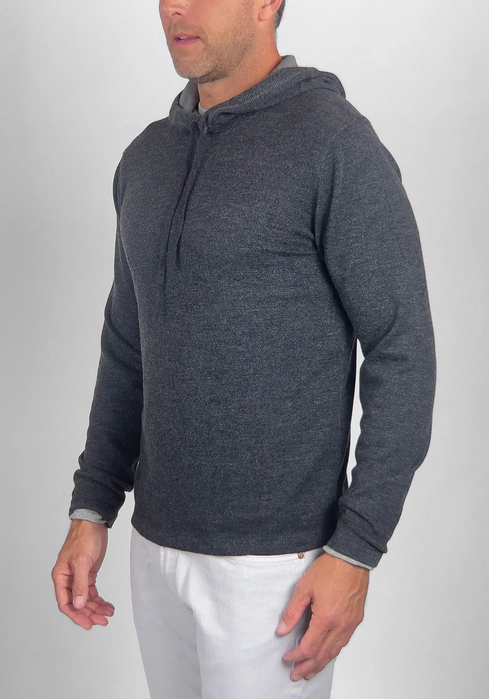 Reversible Italian Extra-Fine Merino Wool Hoodie Sweater