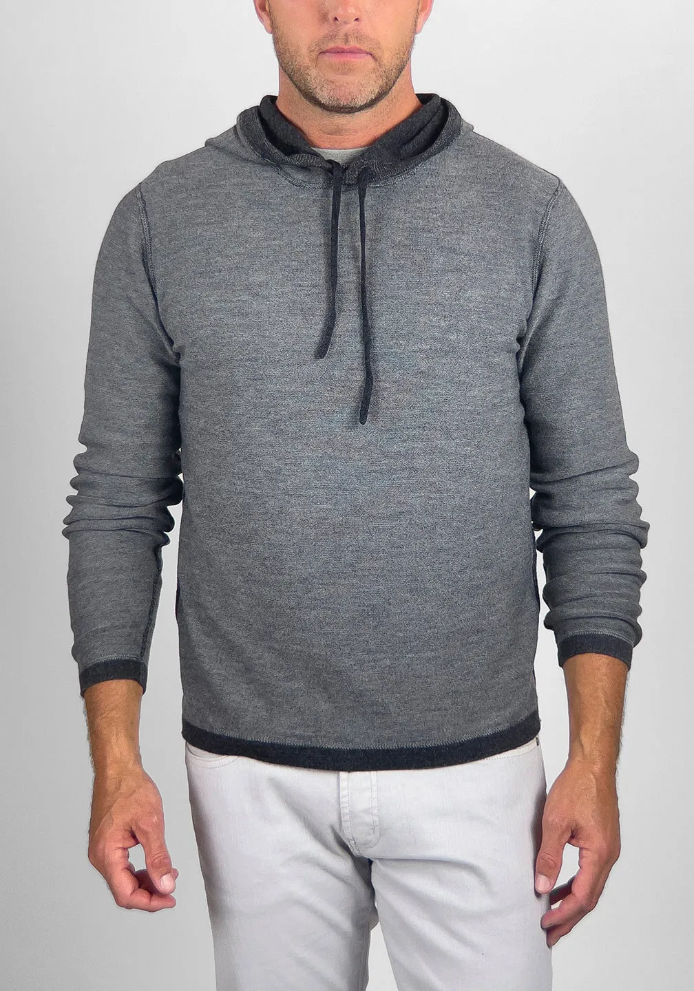 Reversible Italian Extra-Fine Merino Wool Hoodie Sweater