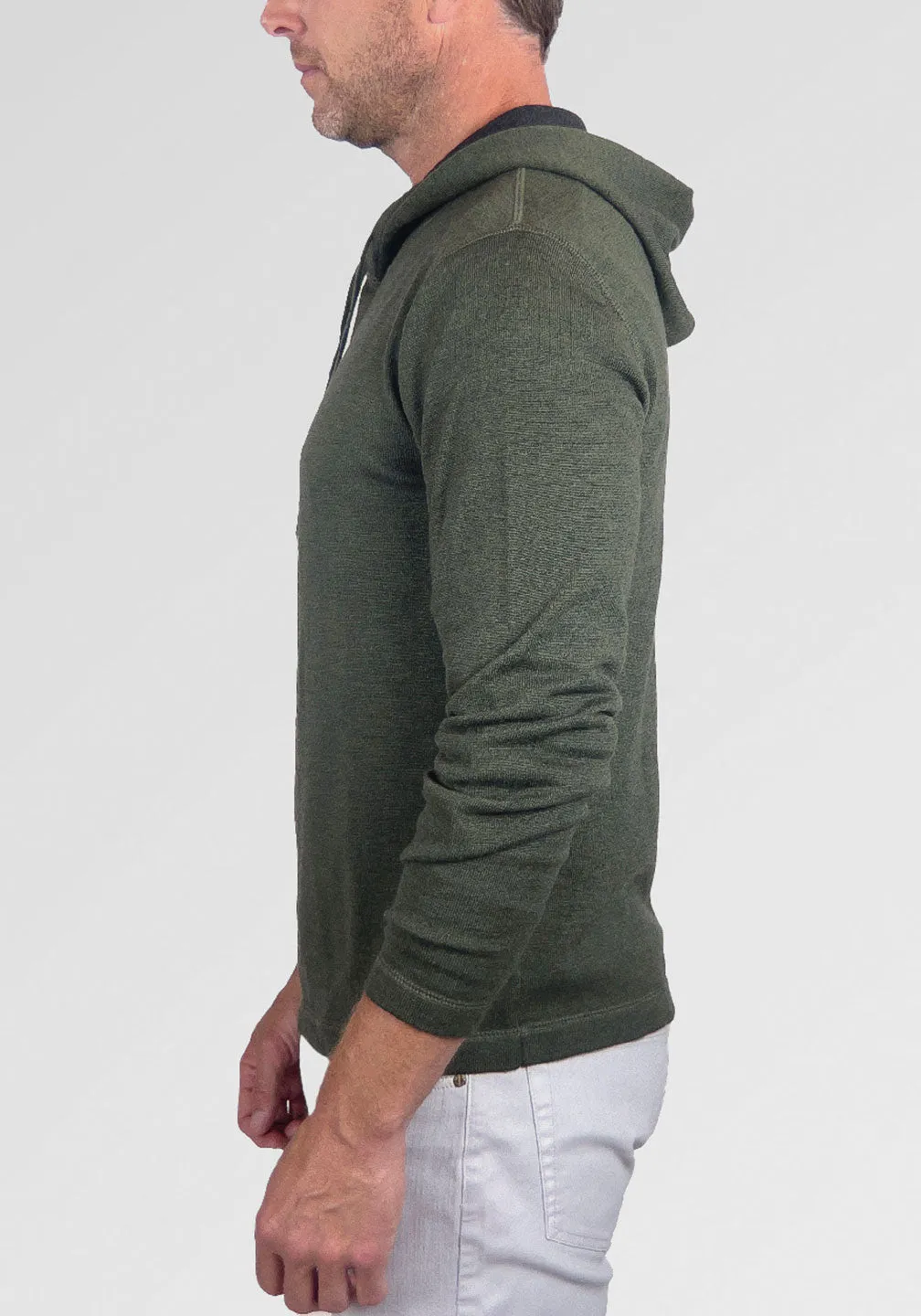 Reversible Italian Extra-Fine Merino Wool Hoodie Sweater