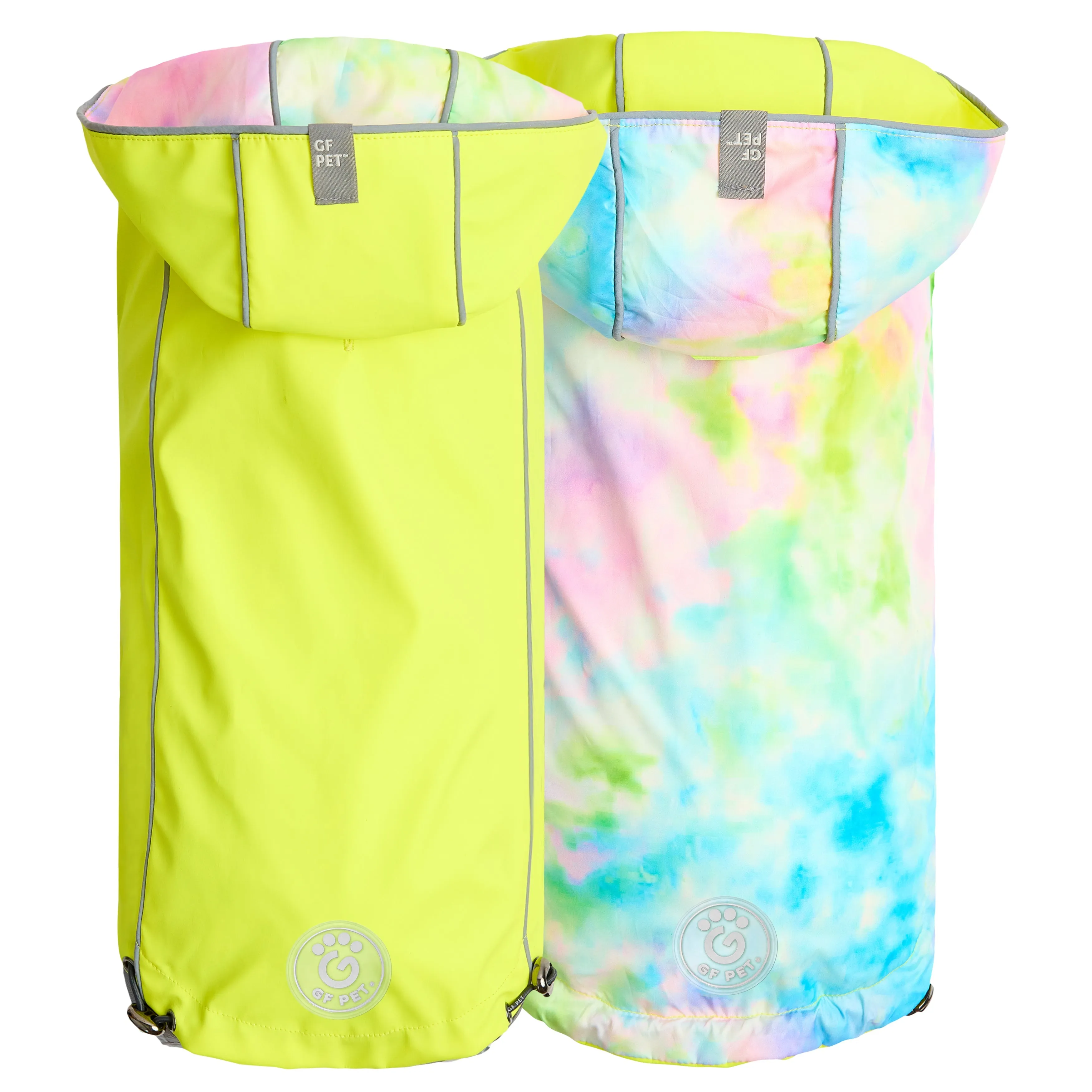 Reversible Raincoat - Neon Yellow with Tie Dye