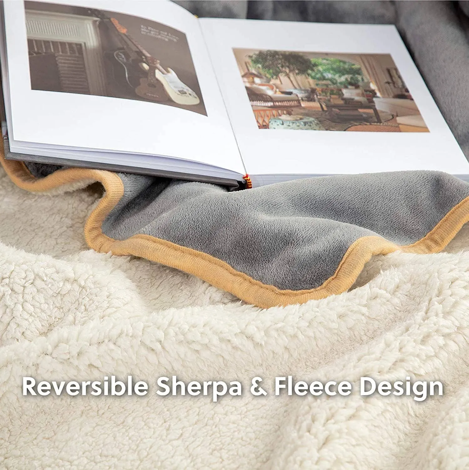 Reversible Sherpa and Microfiber Fleece Dog Blanket