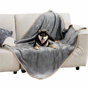 Reversible Sherpa and Microfiber Fleece Dog Blanket