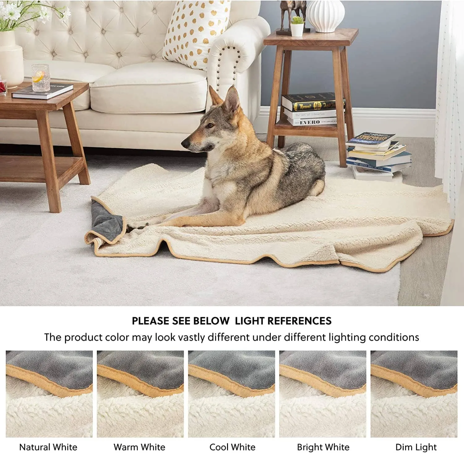 Reversible Sherpa and Microfiber Fleece Dog Blanket