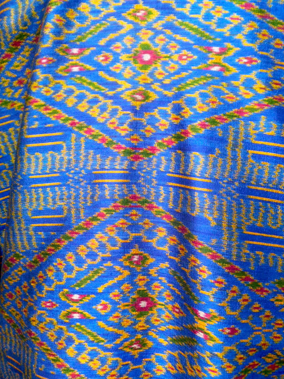 Reversible Silk Ikat Cocktail Coat Gold Royal Blue