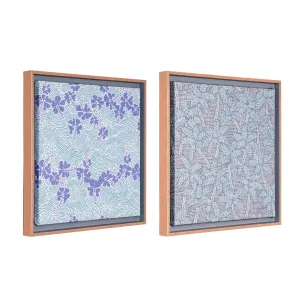 Reyn Spooner Framed Tropical Flowers Floated Printed Linen Wall Art Set of 2