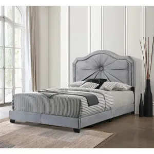 Reyna Queen Bed, Gray Velvet