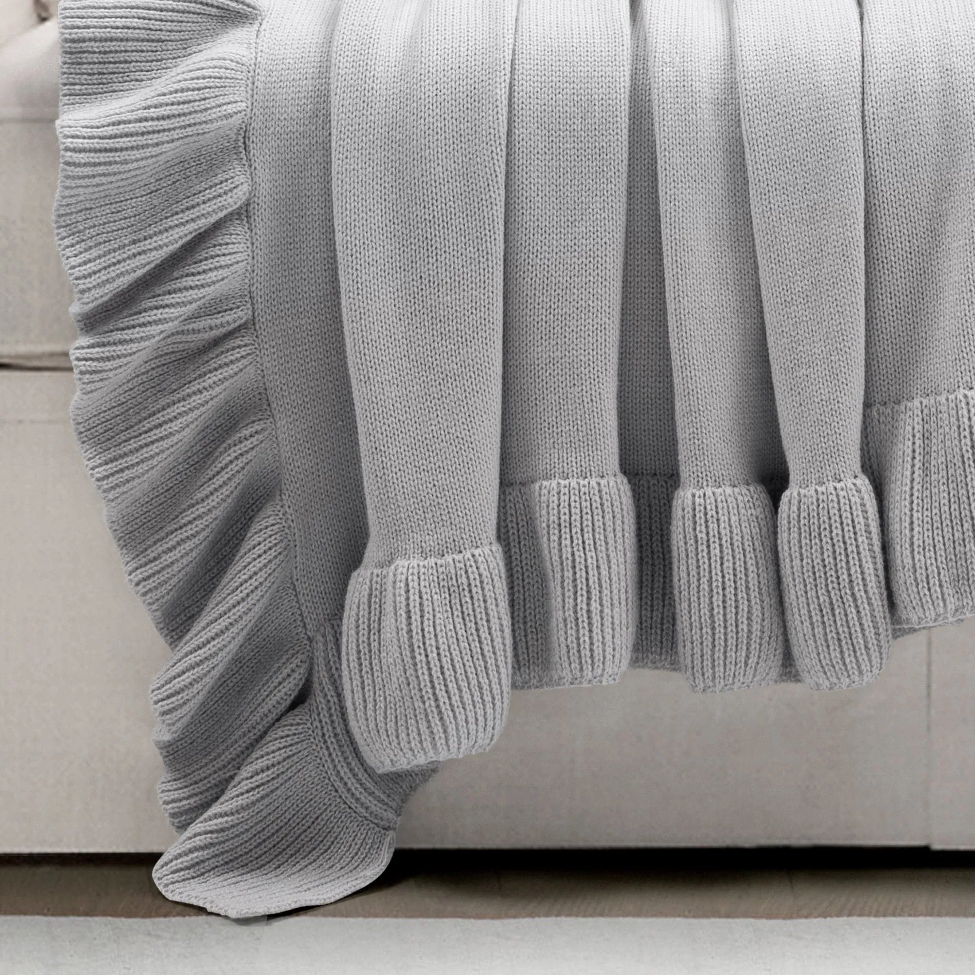 Reyna Soft Knitted Ruffle Throw Blanket