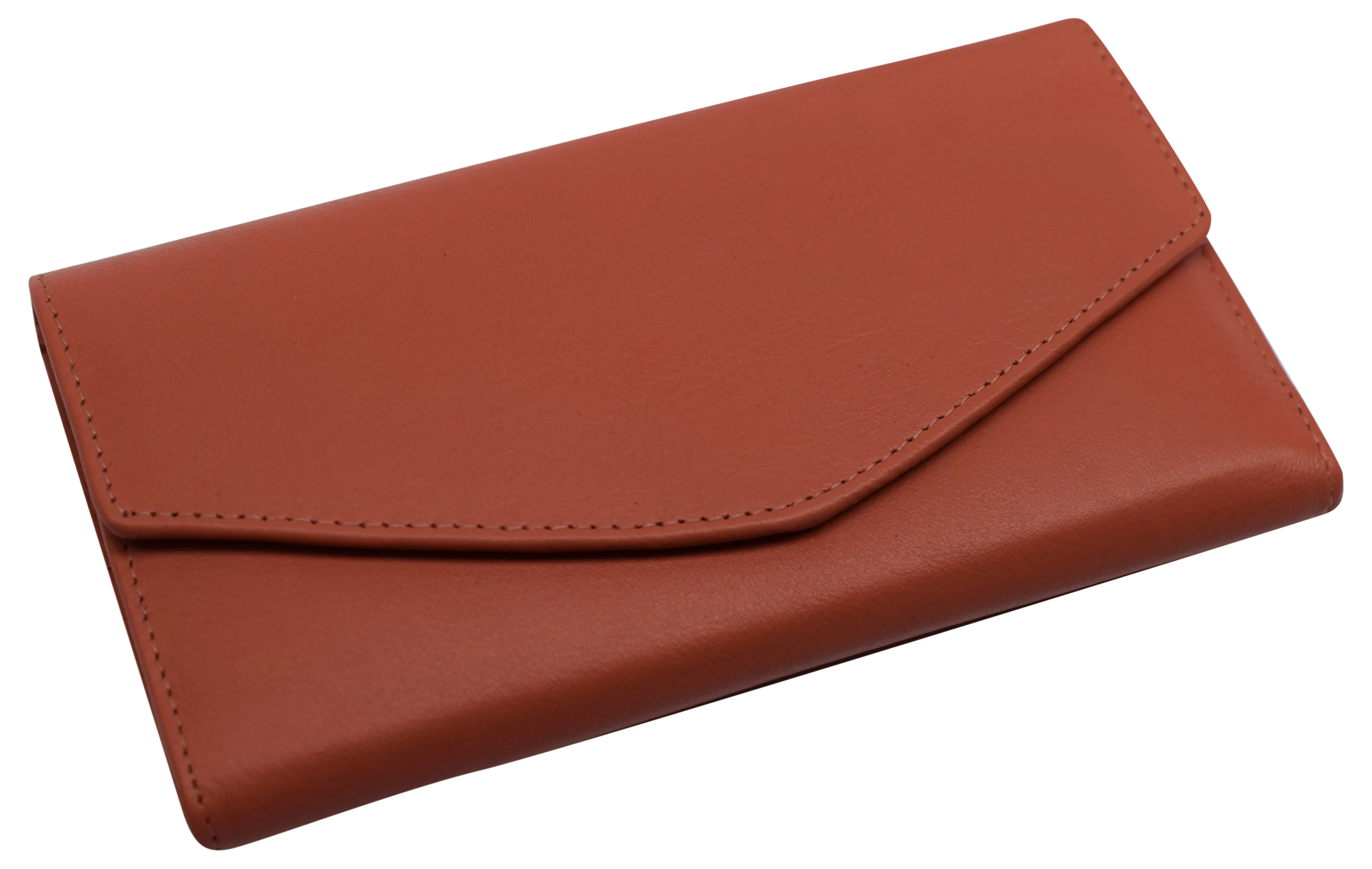 RFID Genuine Leather Women's Slim Flap Wallet Clutch Organizer