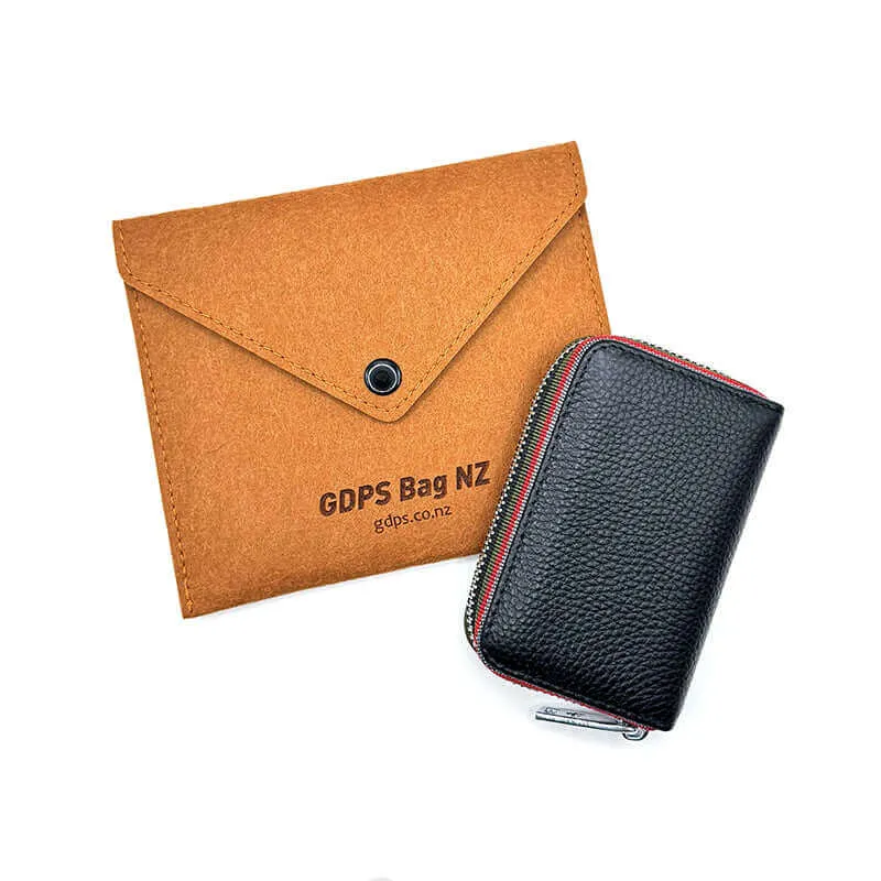 RFID Leather Card Holder | Colorful Woven Edge Design