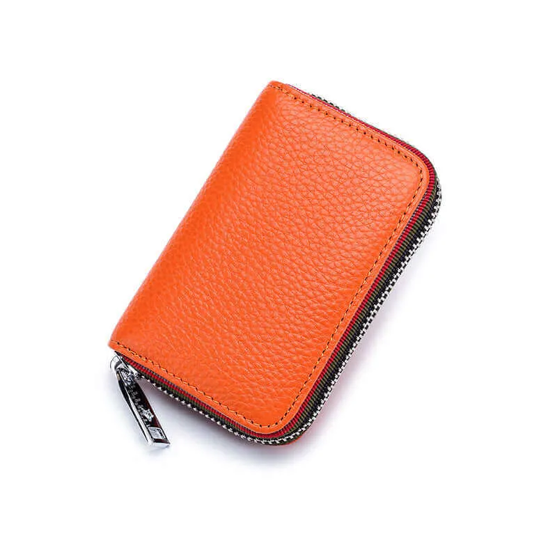 RFID Leather Card Holder | Colorful Woven Edge Design