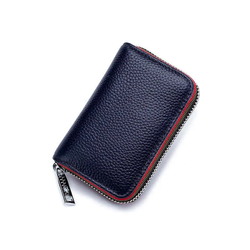 RFID Leather Card Holder | Colorful Woven Edge Design