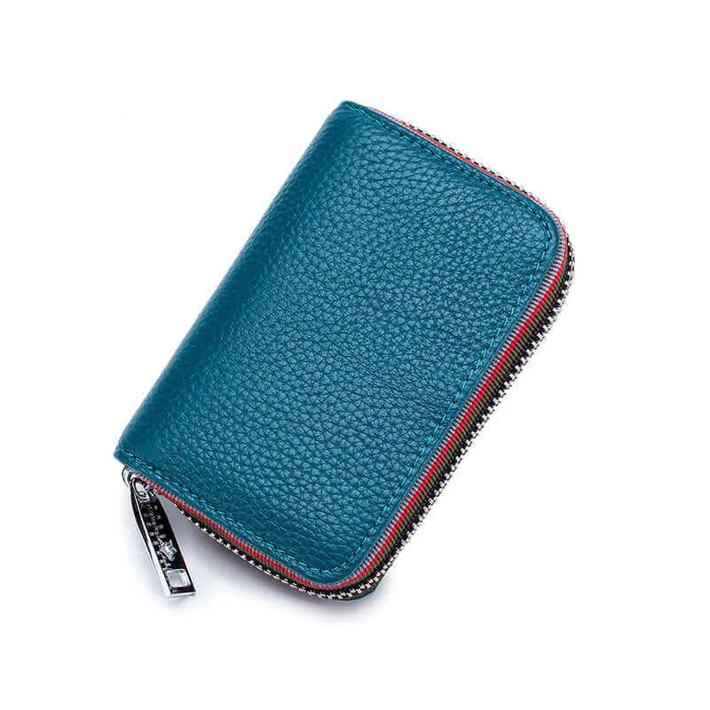 RFID Leather Card Holder | Colorful Woven Edge Design