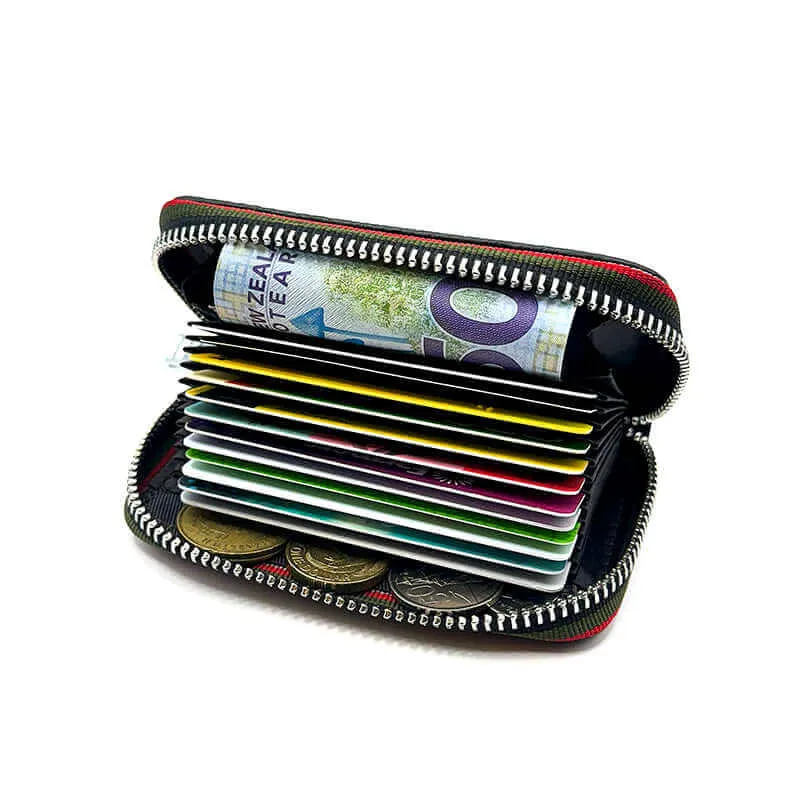 RFID Leather Card Holder | Colorful Woven Edge Design